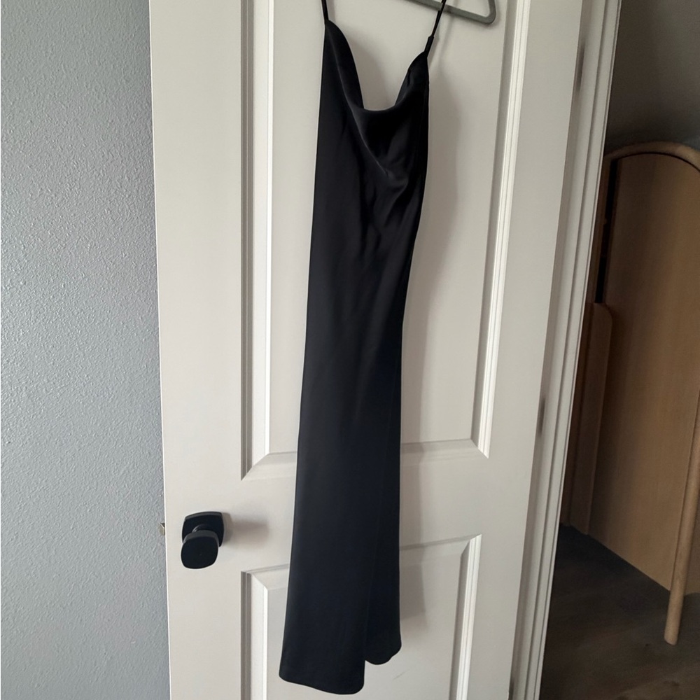 Express Black Satin Cowl Maxi Dress